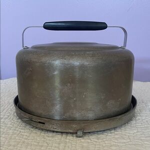 Vintage Aluminum Cake Carrier with Black Handle